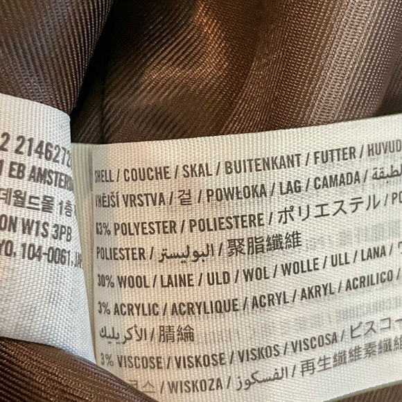 Abercrombie & Fitch Womens Dad Over Coat Brown Plaid Houndstooth Wool Blend 2XL - Picture 7 of 10